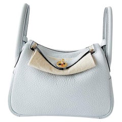 Hermès Mini Lindy Bag In Clemence Leather Pale Blue 