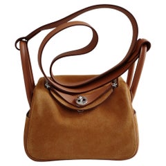 Hermès Mini Lindy II Gold Chamois Swift 
Grizzly Leather with PHW K Stamp 2025