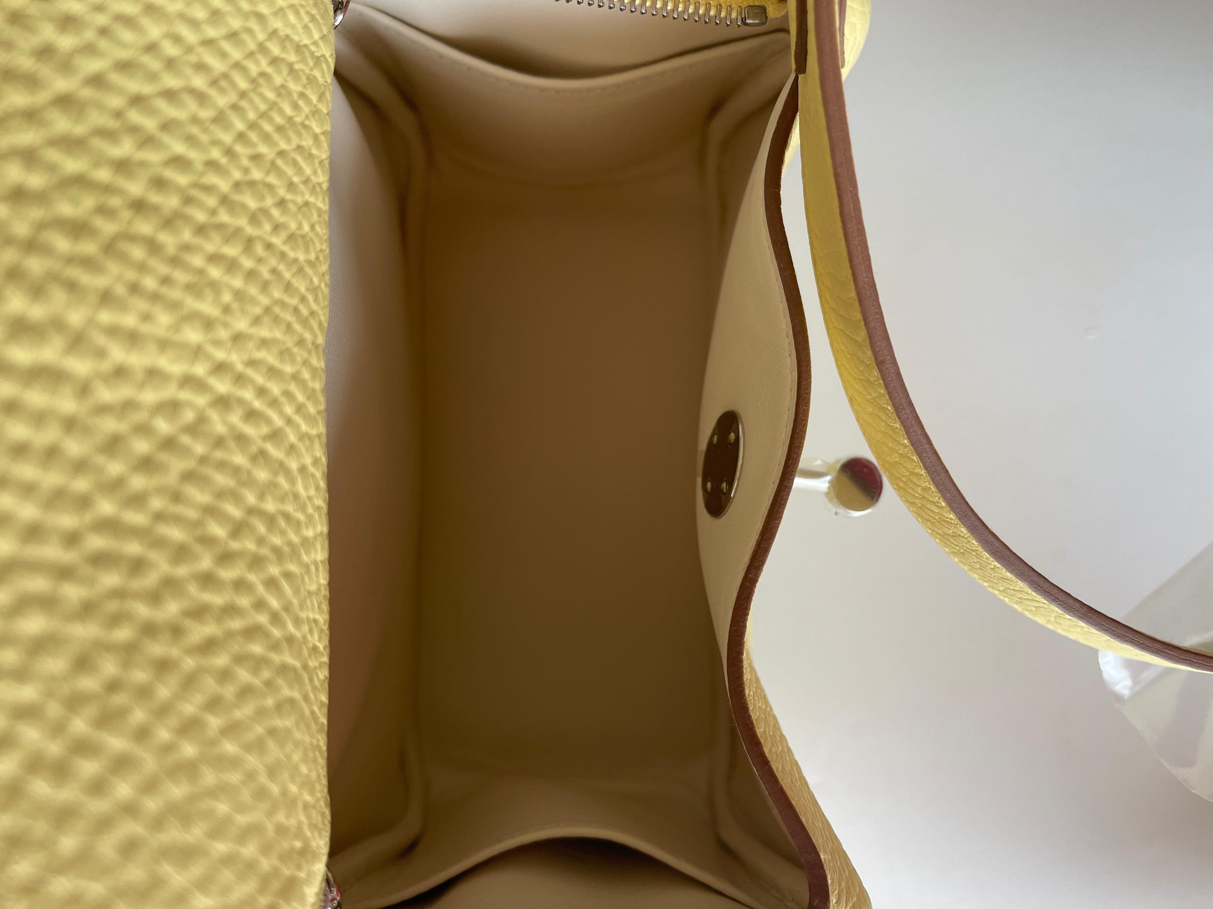 Women's or Men's Hermes Mini Lindy Juane Poussin Buttery Yellow Handbag Bag
