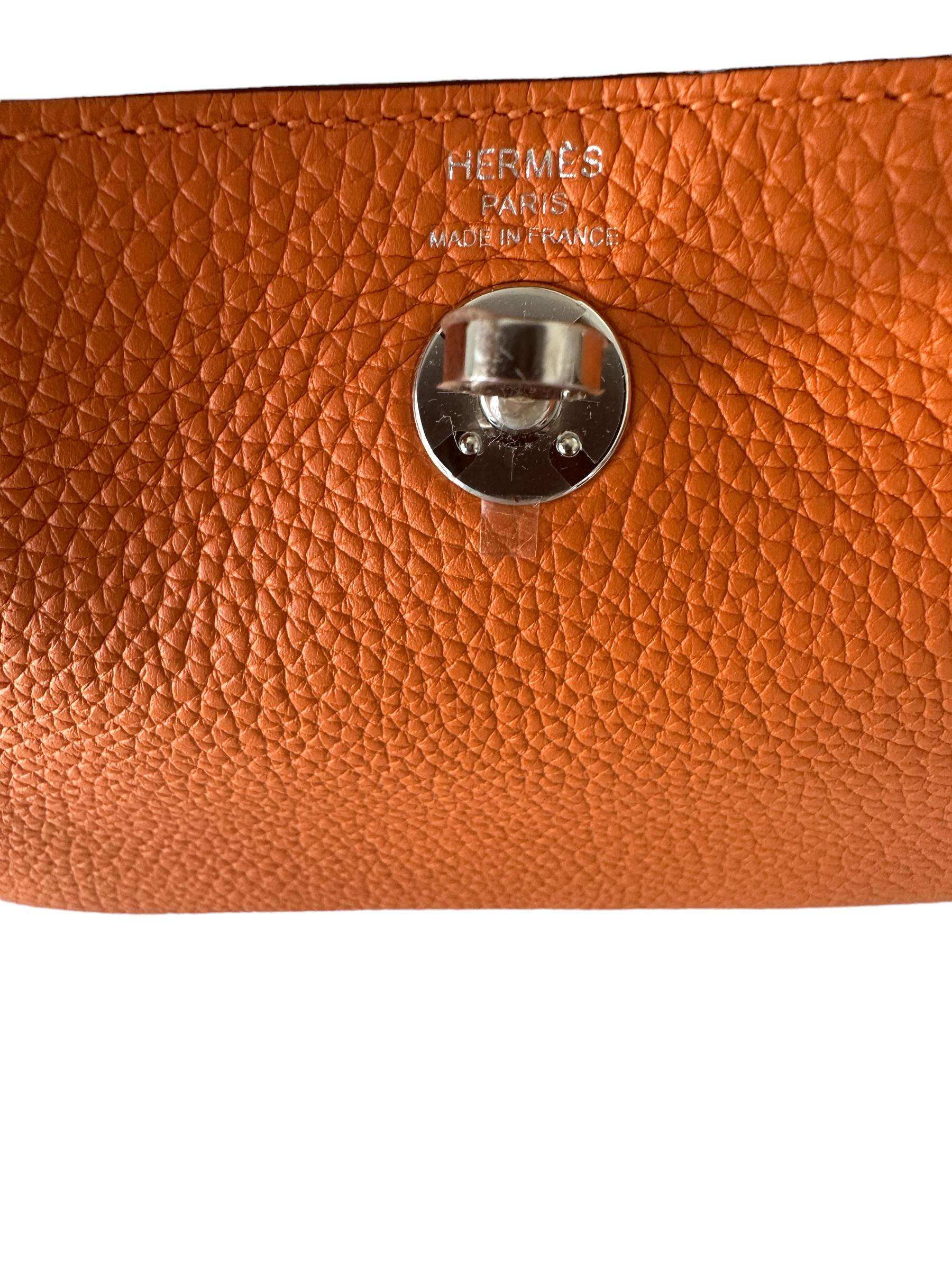 Hermes Mini Lindy Orange Handbag Bag Palladium Hardware 3