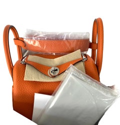 Hermes Mini Lindy Orange Handbag Bag Palladium Hardware