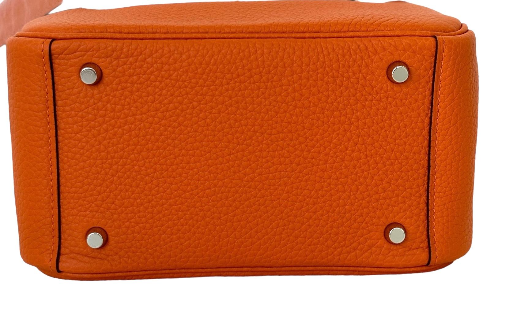 Hermes Mini Lindy Orange Handbag Bag Palladium Hardware 1