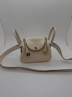 Hermes Mini Lindy Taurillon Clemence Nata Cream Gold HW Z Stamp 2021