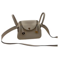 Hermes Mini Lindy Taurillon Clemence Nata Cream Gold HW Z Stamp 2021