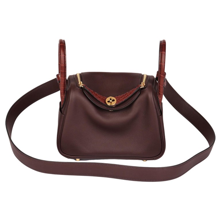 HERMES LINDY TOUCH MINI ROUGE SELLIER SWIFT, ALLIGATOR