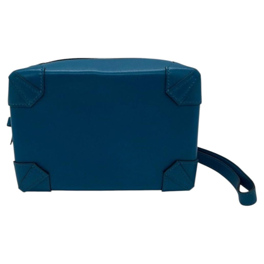 HERMES Mini Maxibox Bolso Bleu Izmir Tadelakt Cuero Palladium Hardware