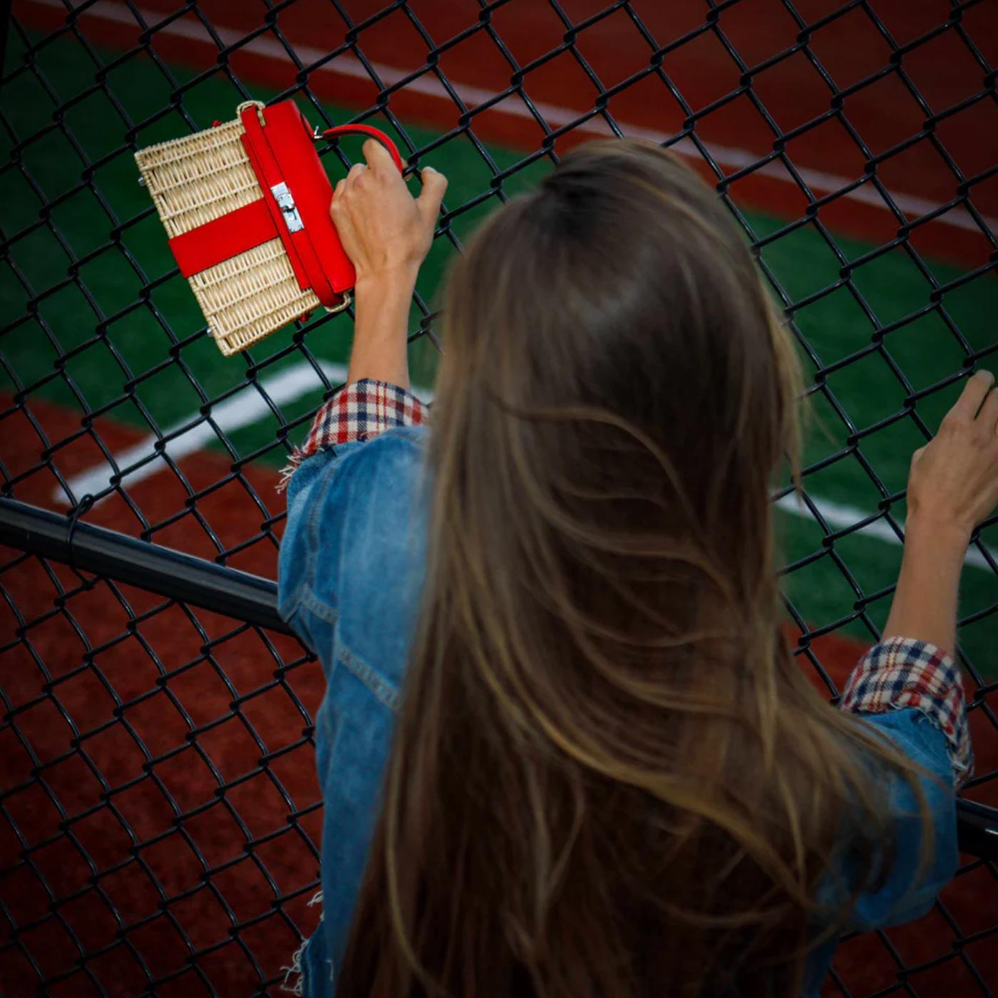 Hermes Mini Picnic Kelly 20 Rouge de Coeur Swift Osier Wicker Palladium Hardware in vendita 11