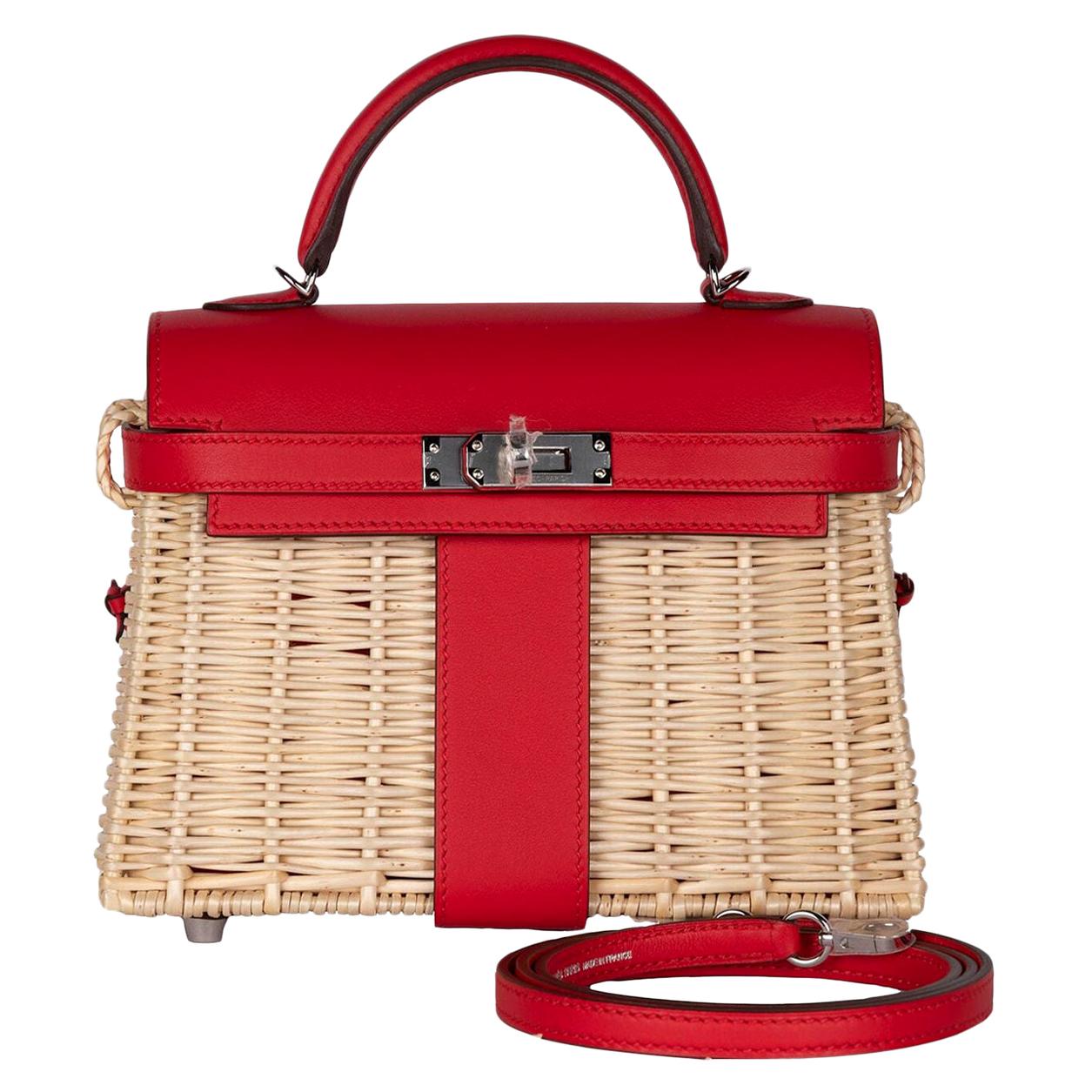 Hermes Mini Picnic Kelly Bag Rouge de Coeur 20cm