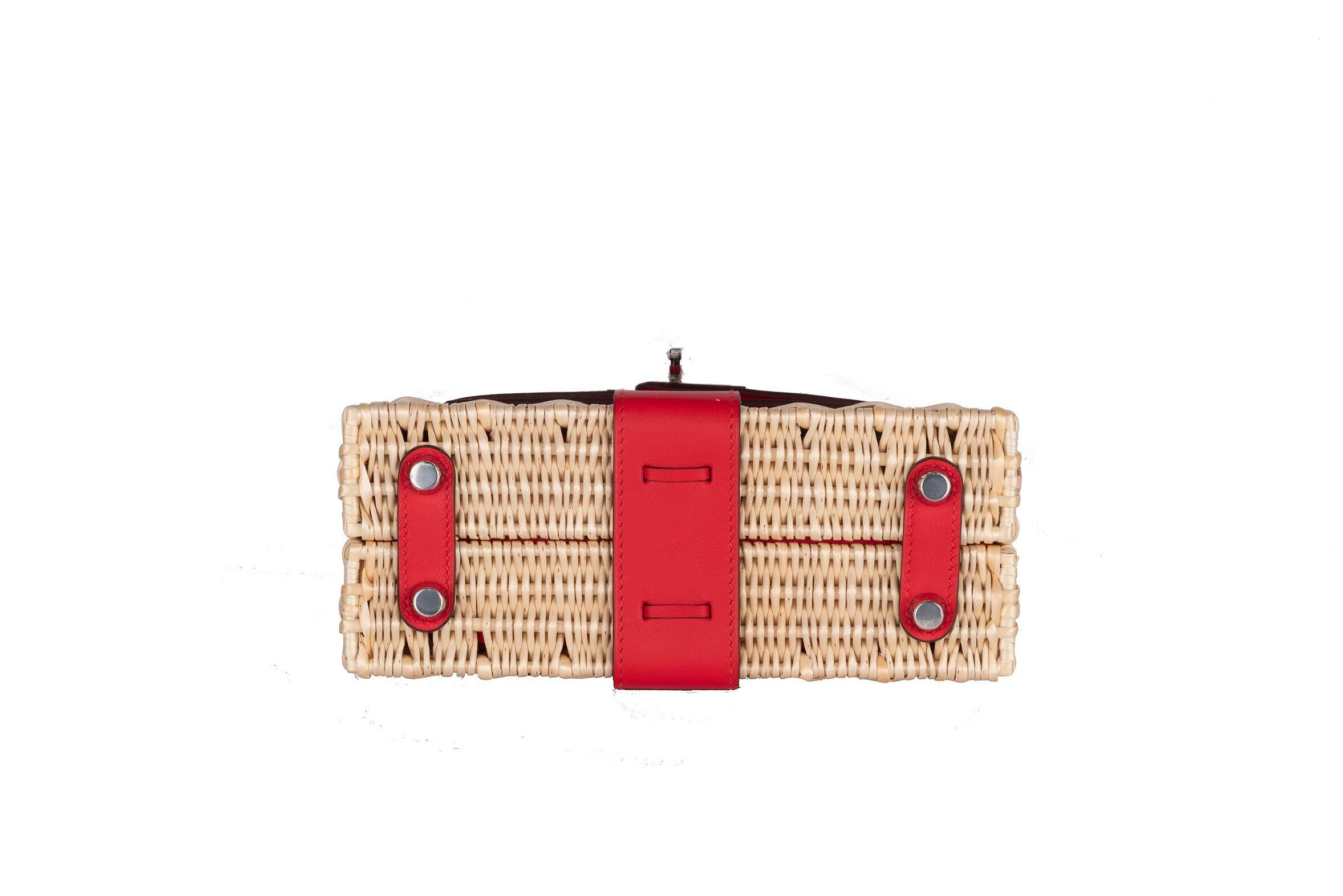 Red Hermes Mini Picnic Kelly Bag Rouge de Coeur 20cm