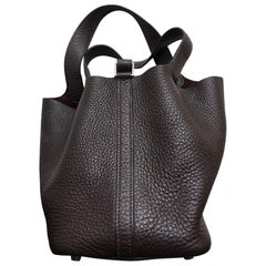 Hermes Mini Picotin in Chocolate Togo