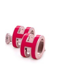 Pendientes Hermès Mini Pop Rosa H chapados en paladio 5,52 g