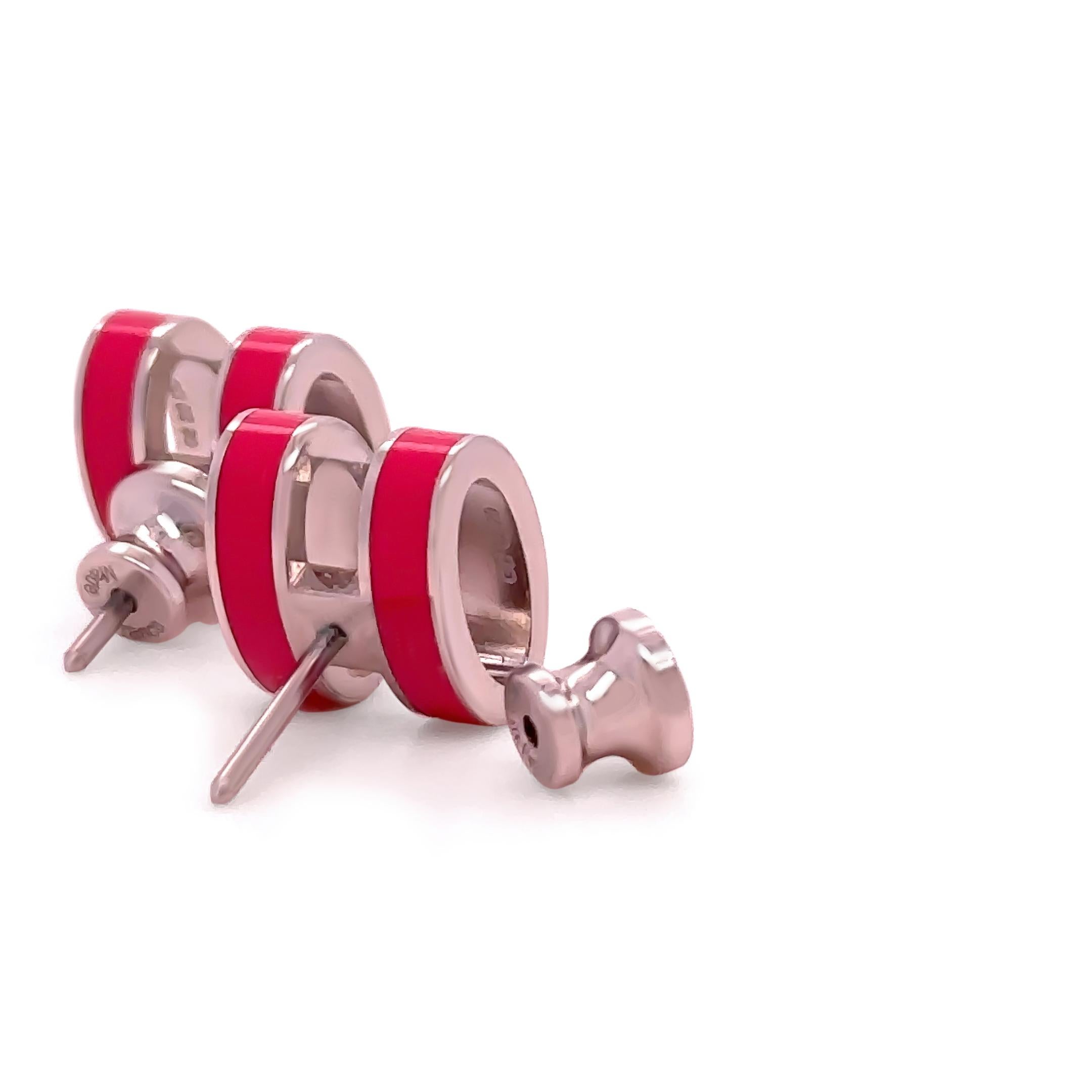 Hermès Mini Pop Pink H Boucles d'oreilles plaquées palladium 5,52 g Excellent état - En vente à SYDNEY, NSW