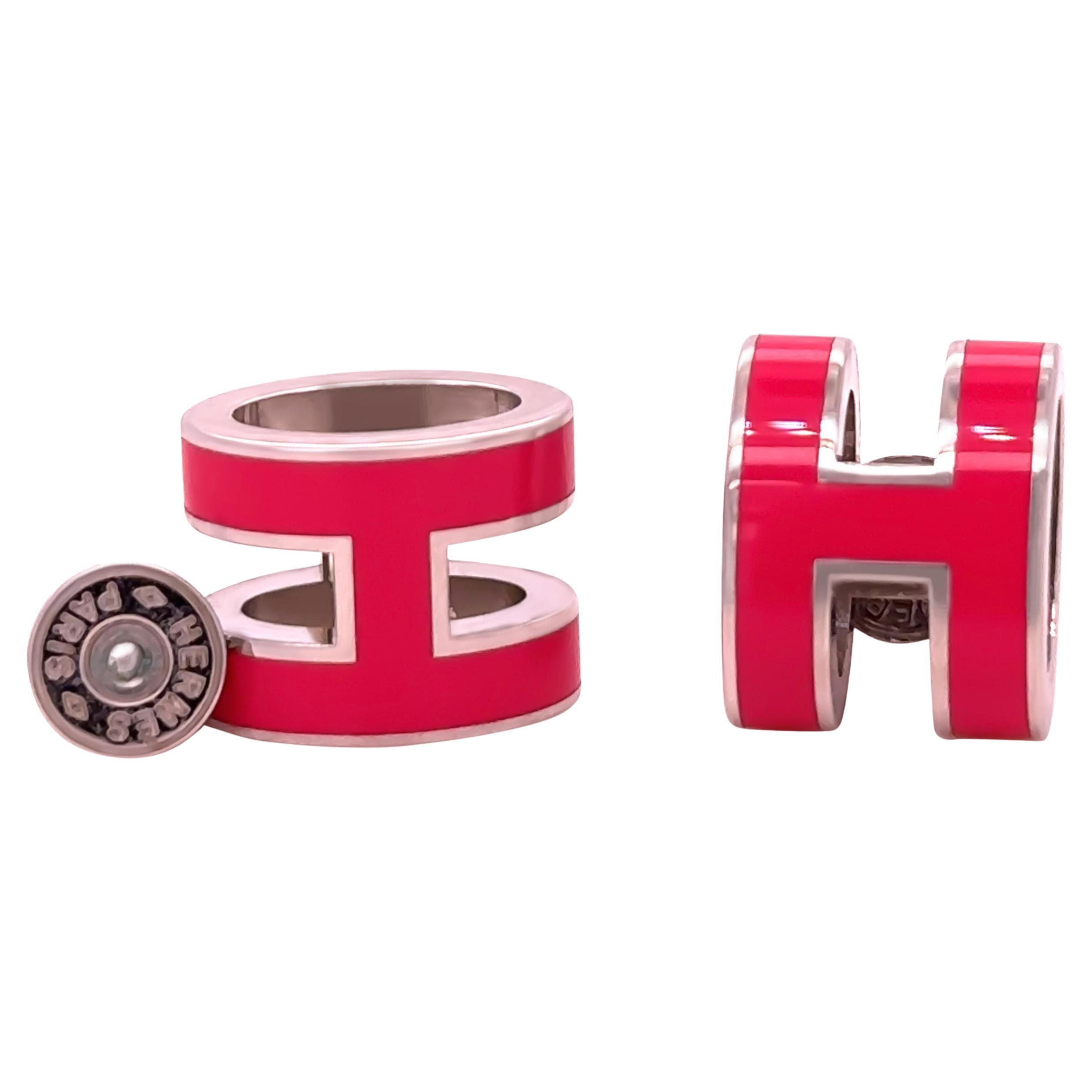 Hermès Mini Pop Pink H Boucles d'oreilles plaquées palladium 5,52 g en vente