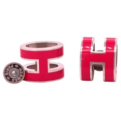 Hermès Mini Pop Pink H Boucles d'oreilles plaquées palladium 5,52 g
