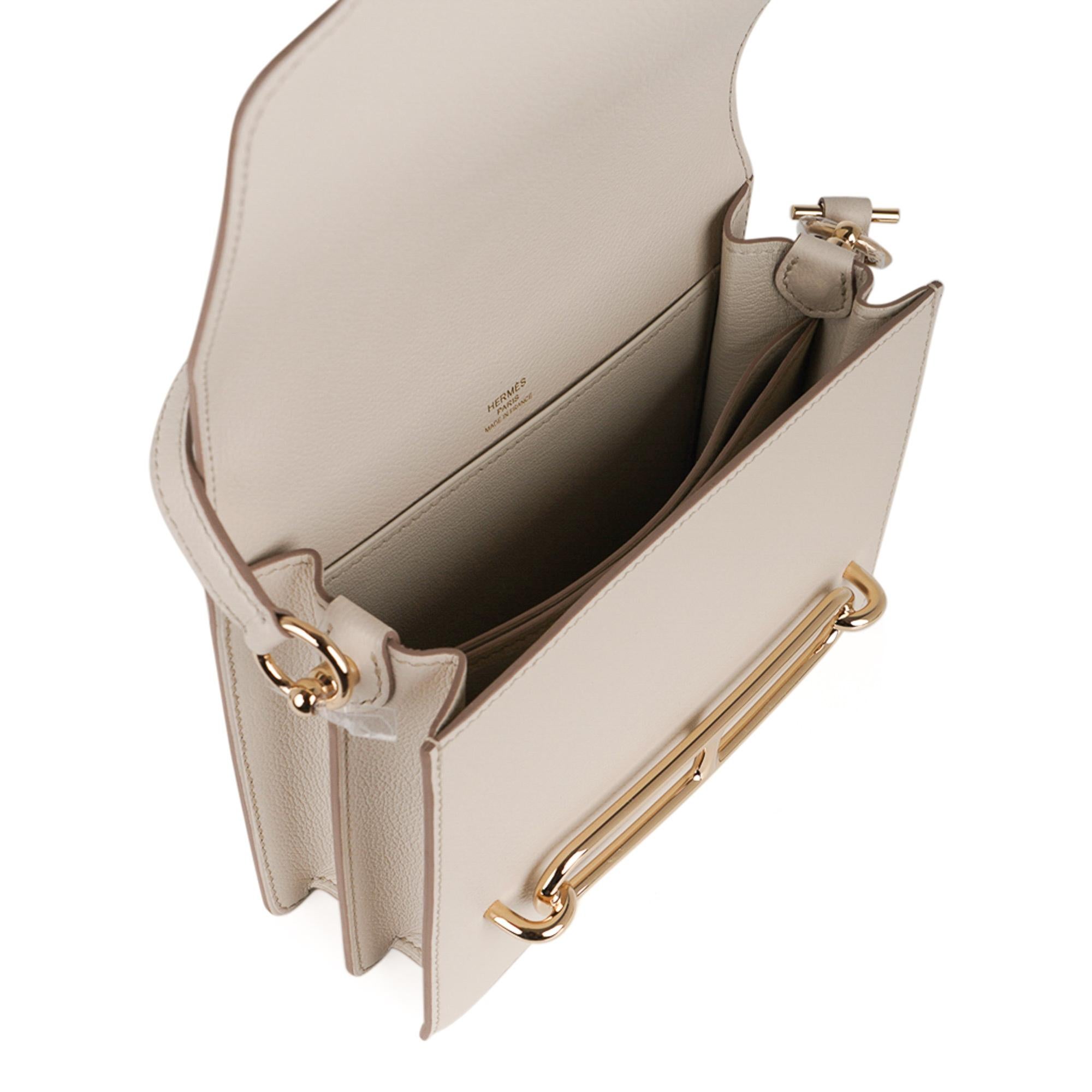 Hermes Mini Roulis Bag Beton Permabrass Hardware Evercolor Leather New w/Box 2
