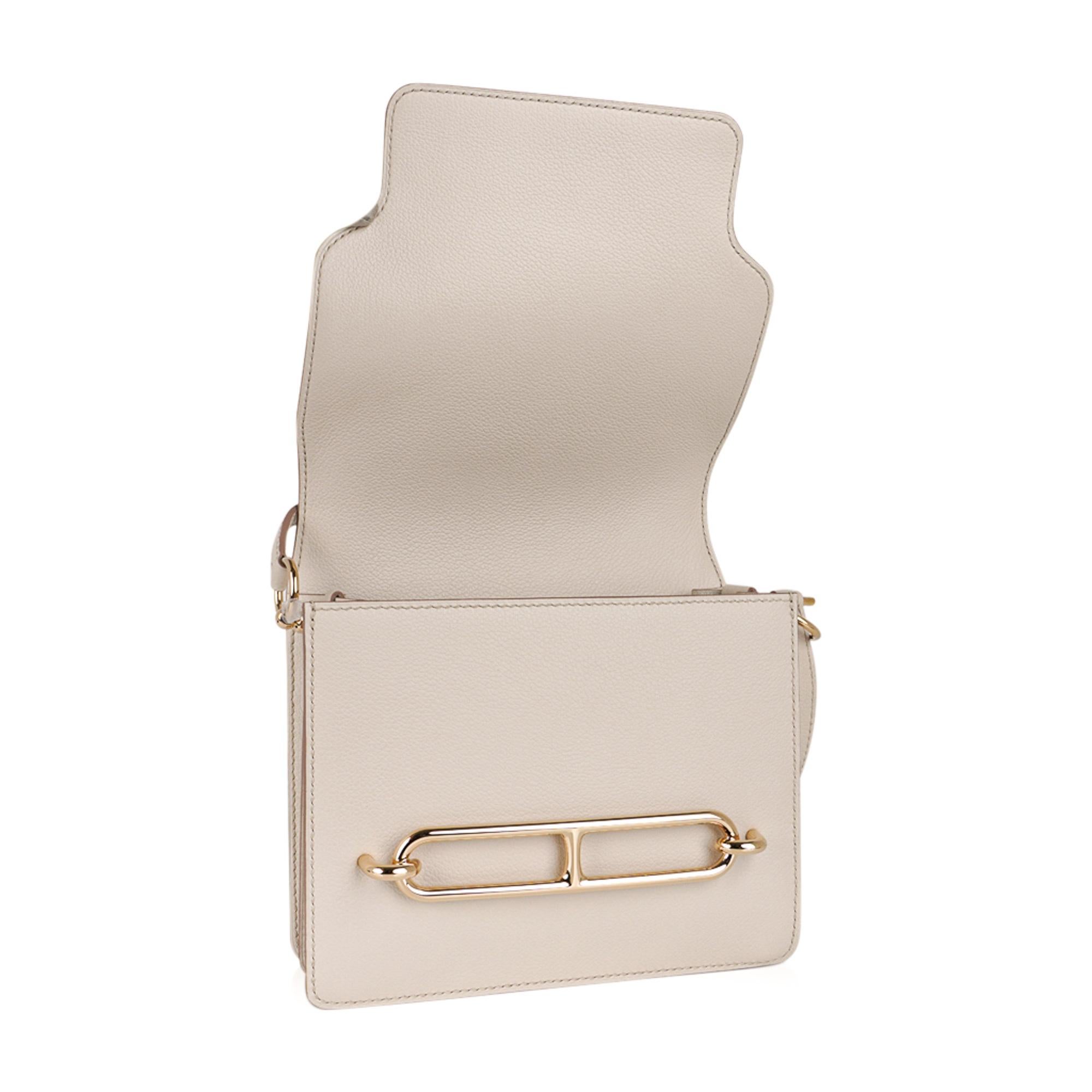 Hermes Mini Roulis Bag Beton Permabrass Hardware Evercolor Leather New w/Box 3