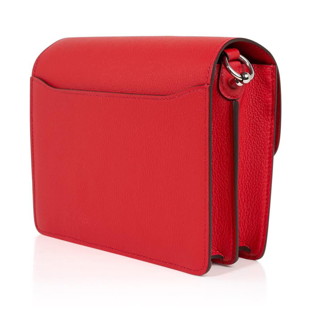 Hermes Mini Roulis Bag Rouge Casaque (Convertible Shoulder to Crossbody) 2