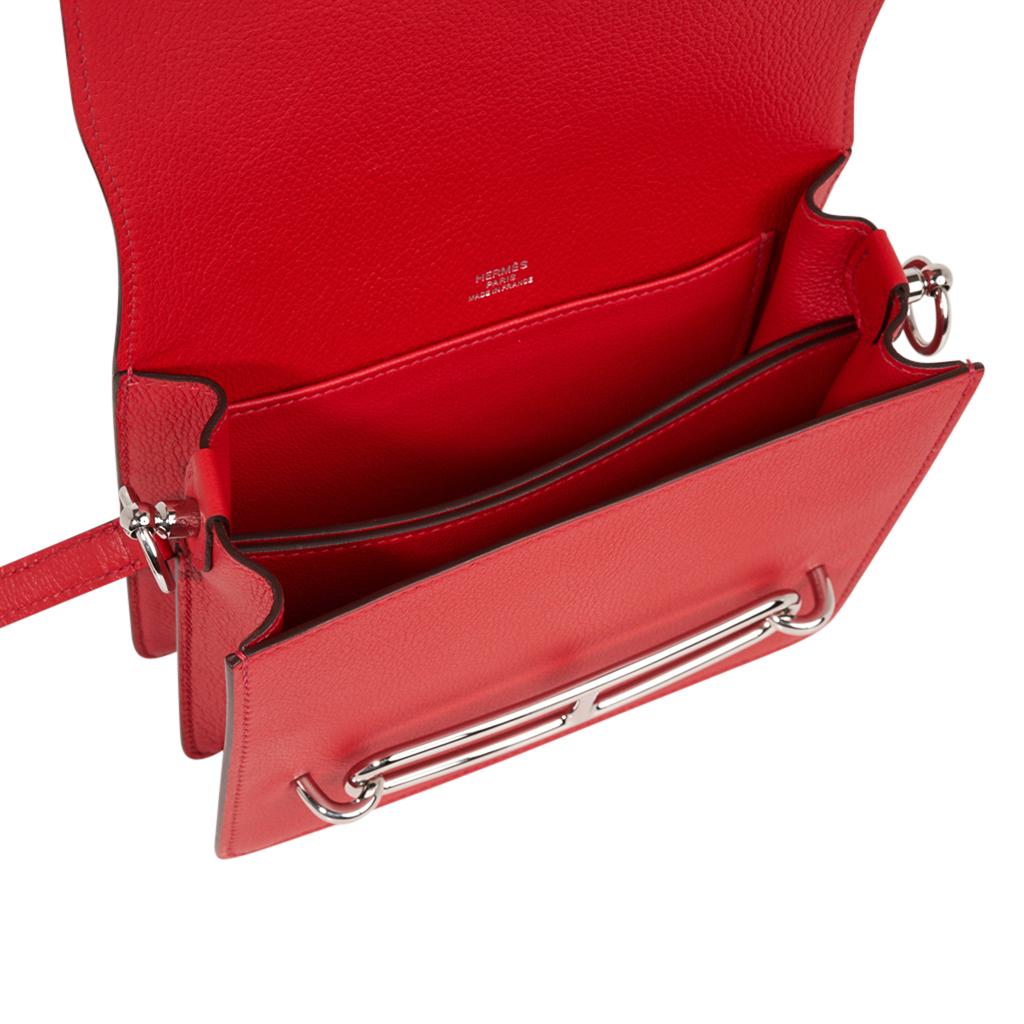 Hermes Mini Roulis Bag Rouge Casaque (Convertible Shoulder to Crossbody) 3