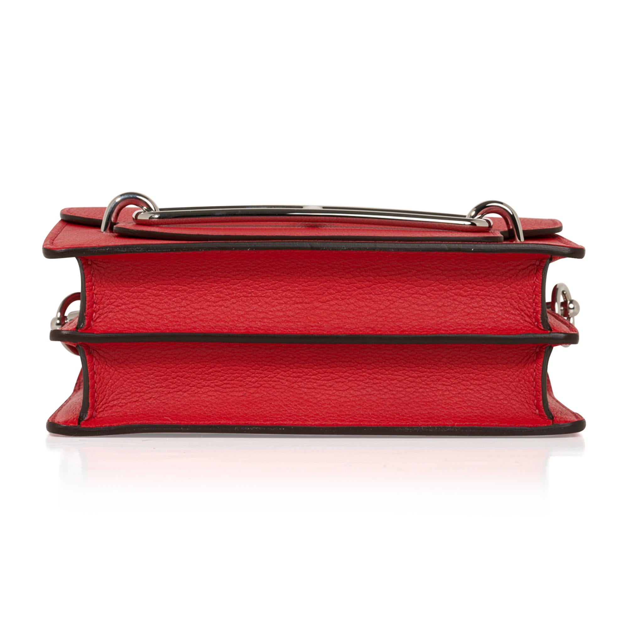 Hermes Mini Roulis Bag Rouge Casaque (Convertible Shoulder to Crossbody) 4