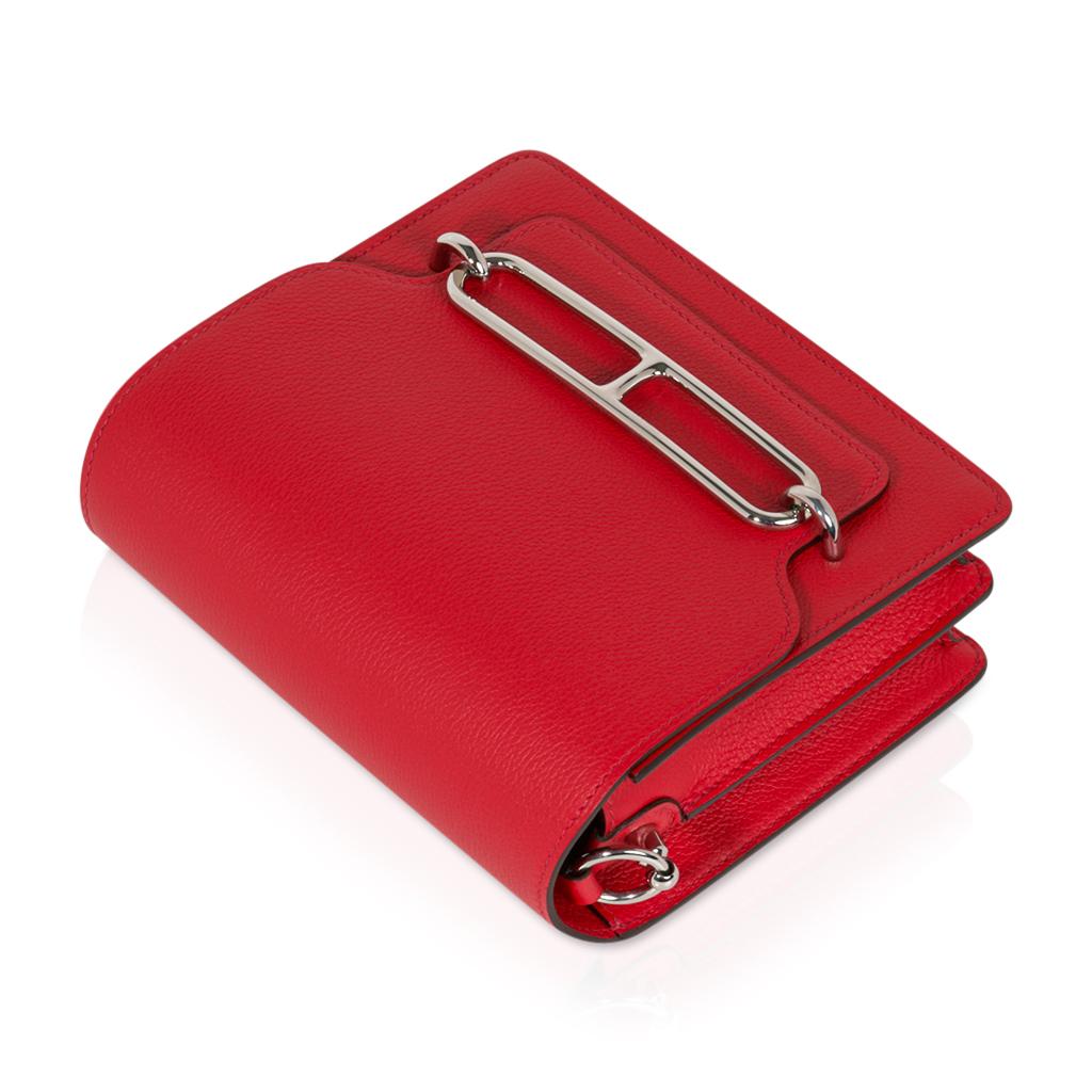 Red Hermes Mini Roulis Bag Rouge Casaque (Convertible Shoulder to Crossbody)