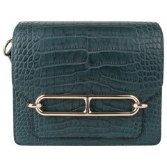 Hermes Mini Roulis Bag Vert Cypress Alligator (Convertible Shoulder / Crossbody)