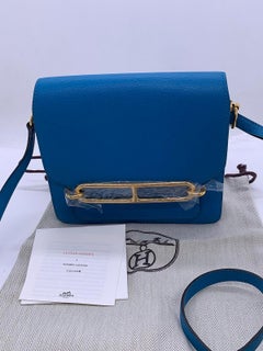 HERMES Mini Roulis Shoulder Crossbody Bag Evercolor Blue A Stamp France