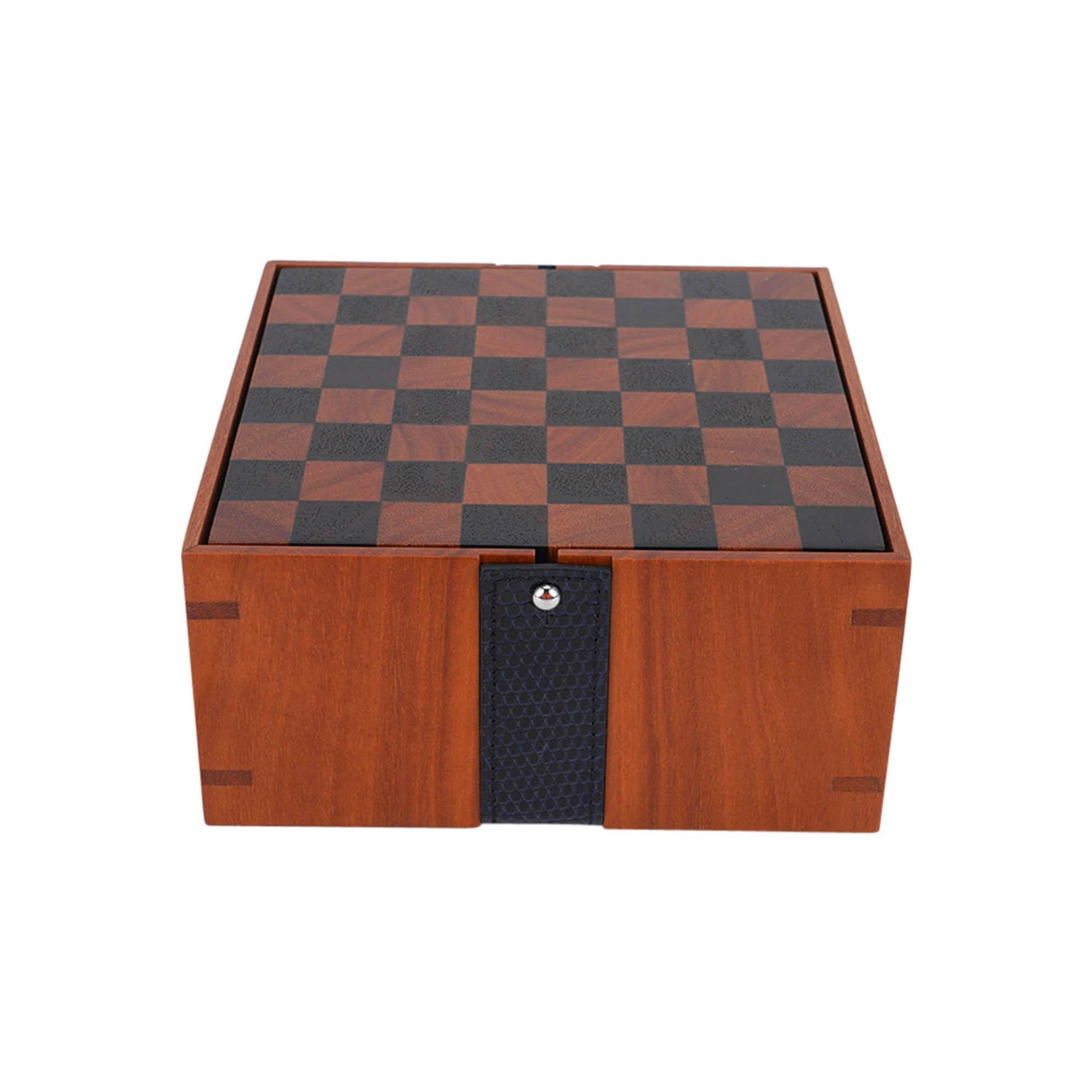 Hermes Mini Samarcande Chess Set Let's Play! Blue Indigo Lizard For Sale 7