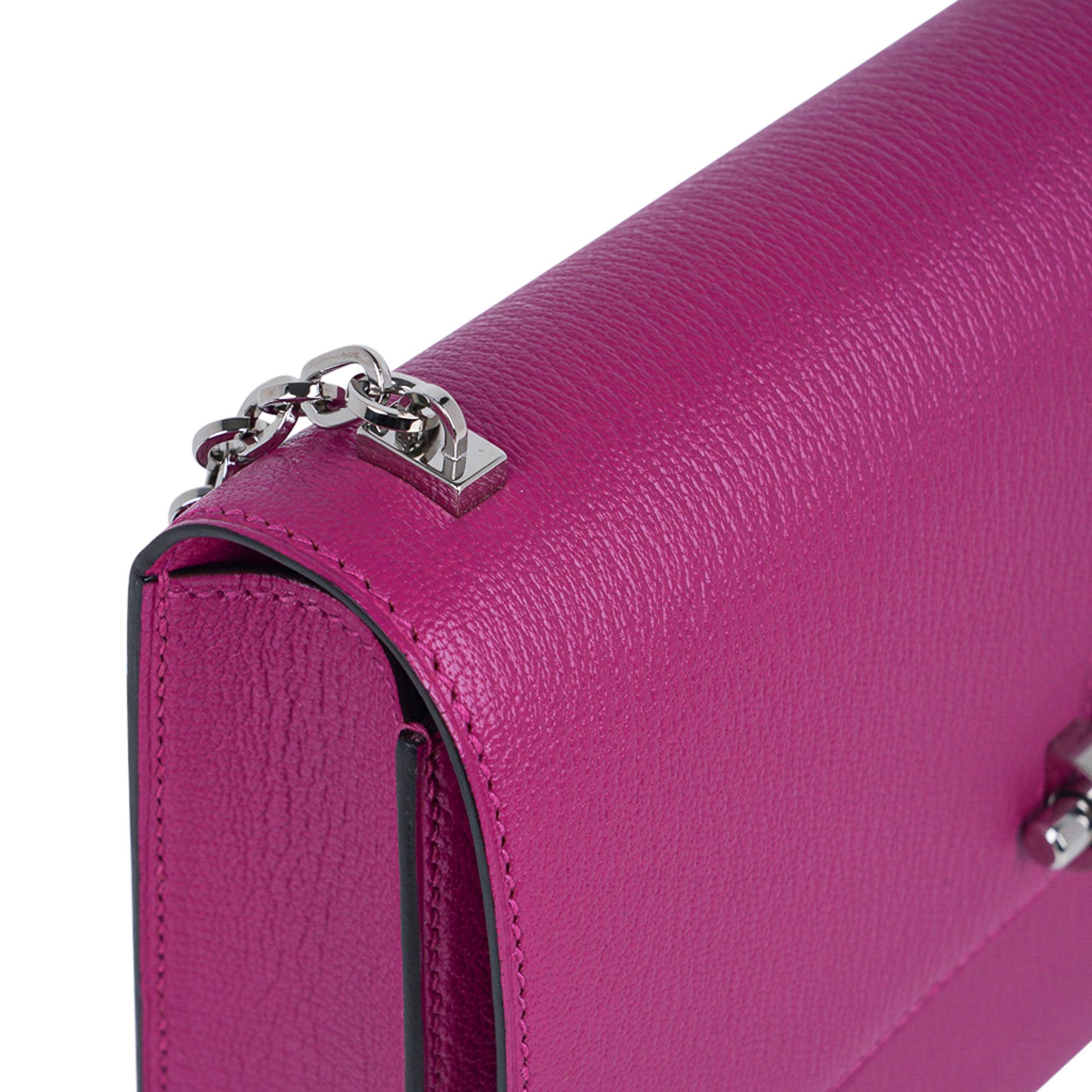 Women's Hermes Mini Verrou Chaine Bag Rose Pourpre Chevre Leather