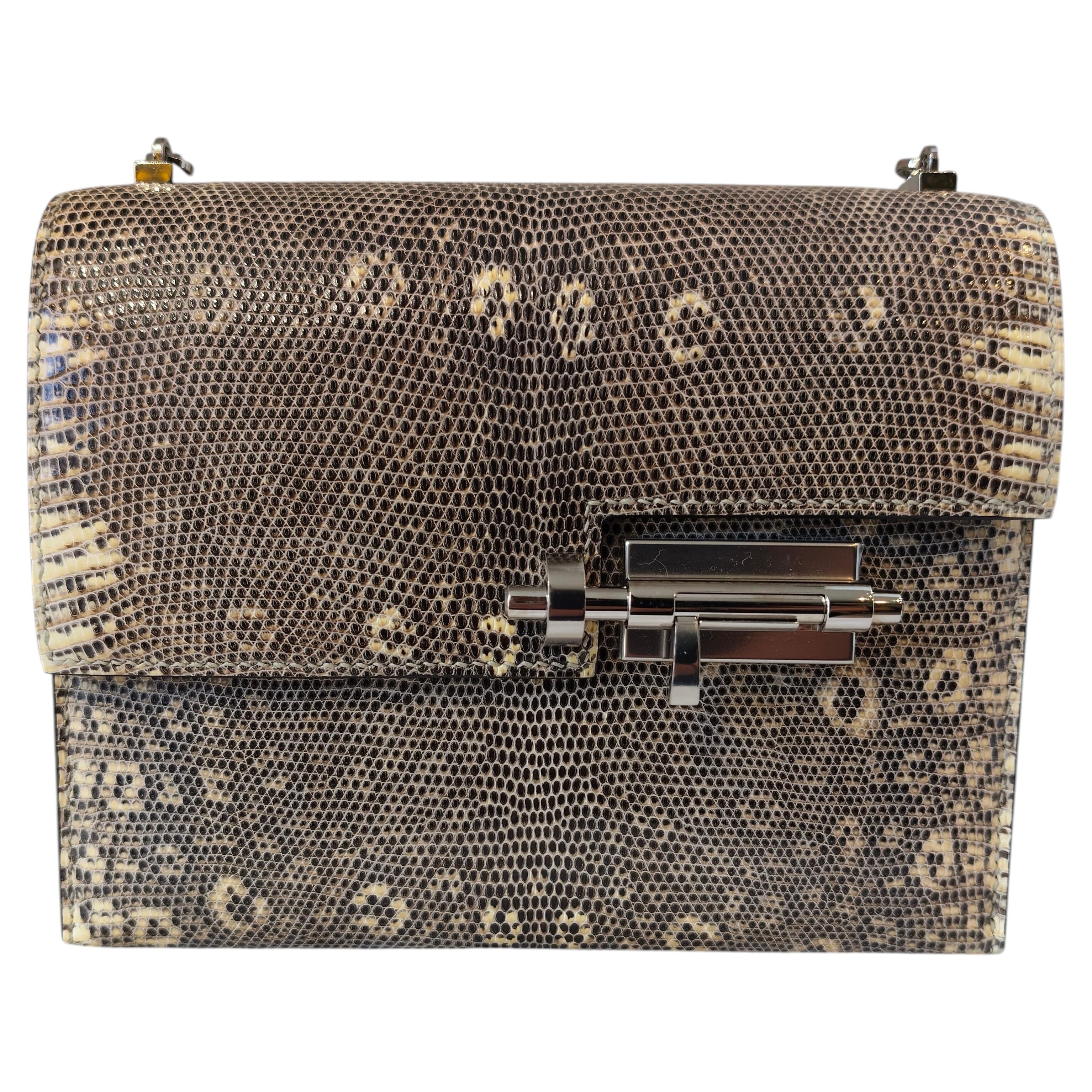 Hermès 2019 Mini Verrou Ombre Schultertasche aus Eidechsenleder SHW