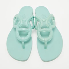 Hermes Mint Green Rubber Egerie Thong Flat Slides Size 36