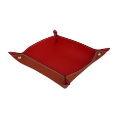 Hermes Mises Et Relances Carre D'H Change Tray Rouge et Fauve