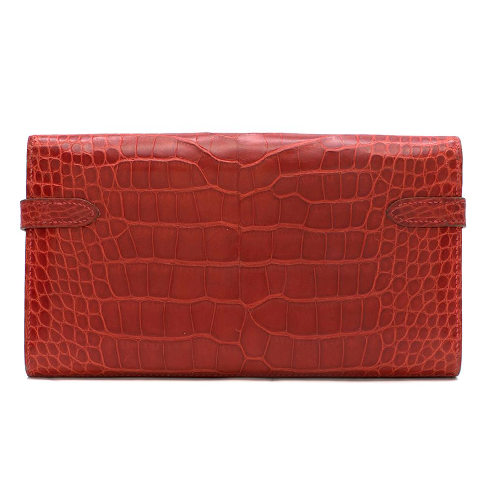 Red Hermes Mississippiensis Braise Kelly Classic Wallet	
