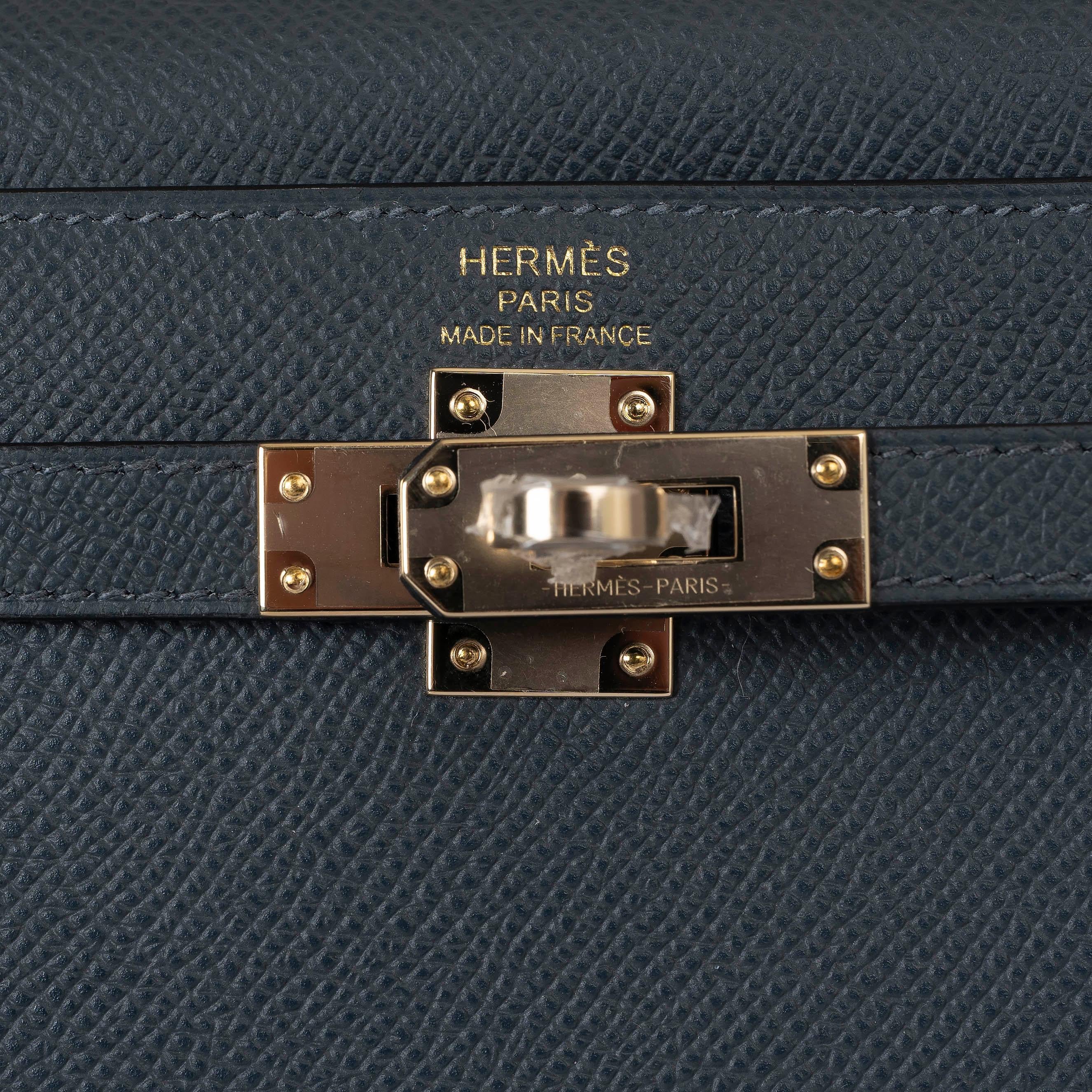 Women's HERMES Misty grey Epsom leather KELLY 25 SELLIER Bag Permabrass For Sale