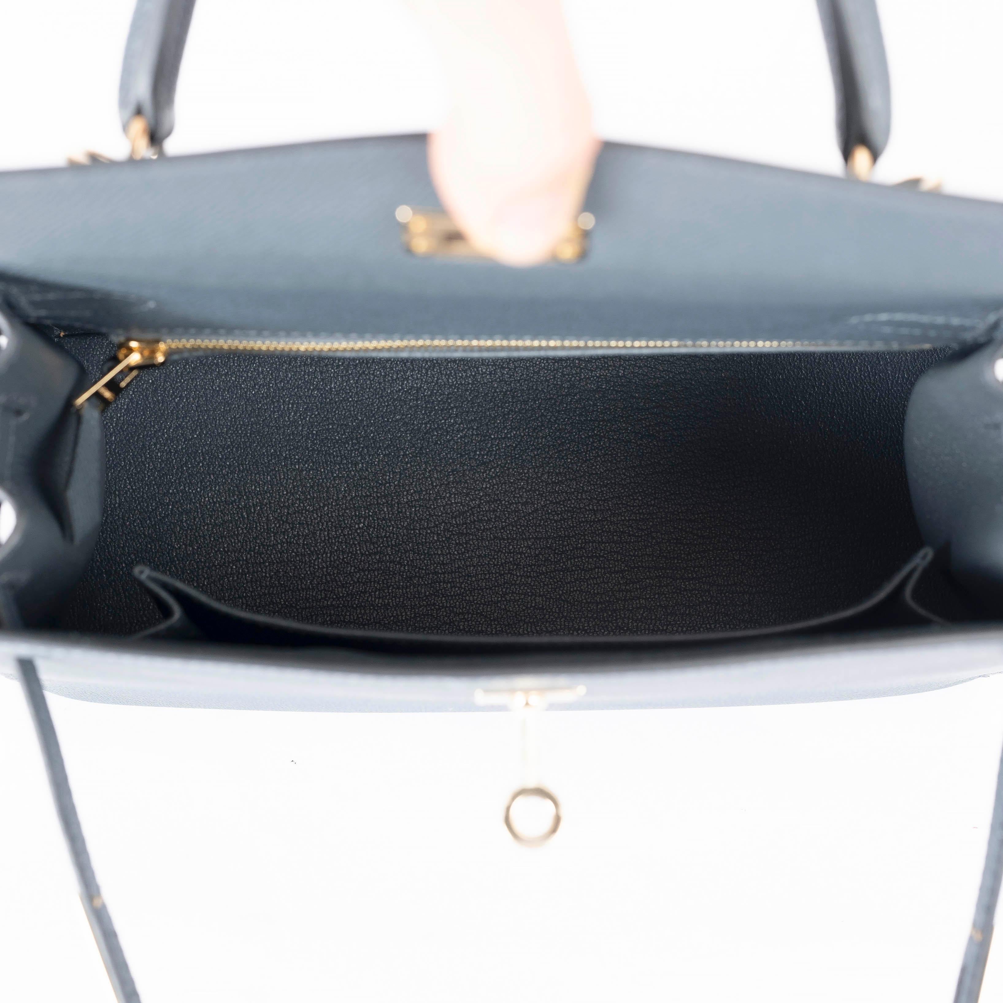 HERMES Misty grey Epsom leather KELLY 25 SELLIER Bag Permabrass For Sale 4
