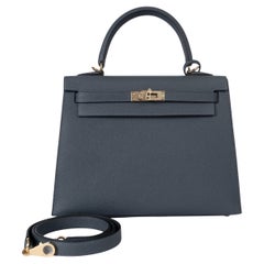 HERMES MISTI grigio Epsom pelle KELLY 25 SELLIER Borsa Permabrass
