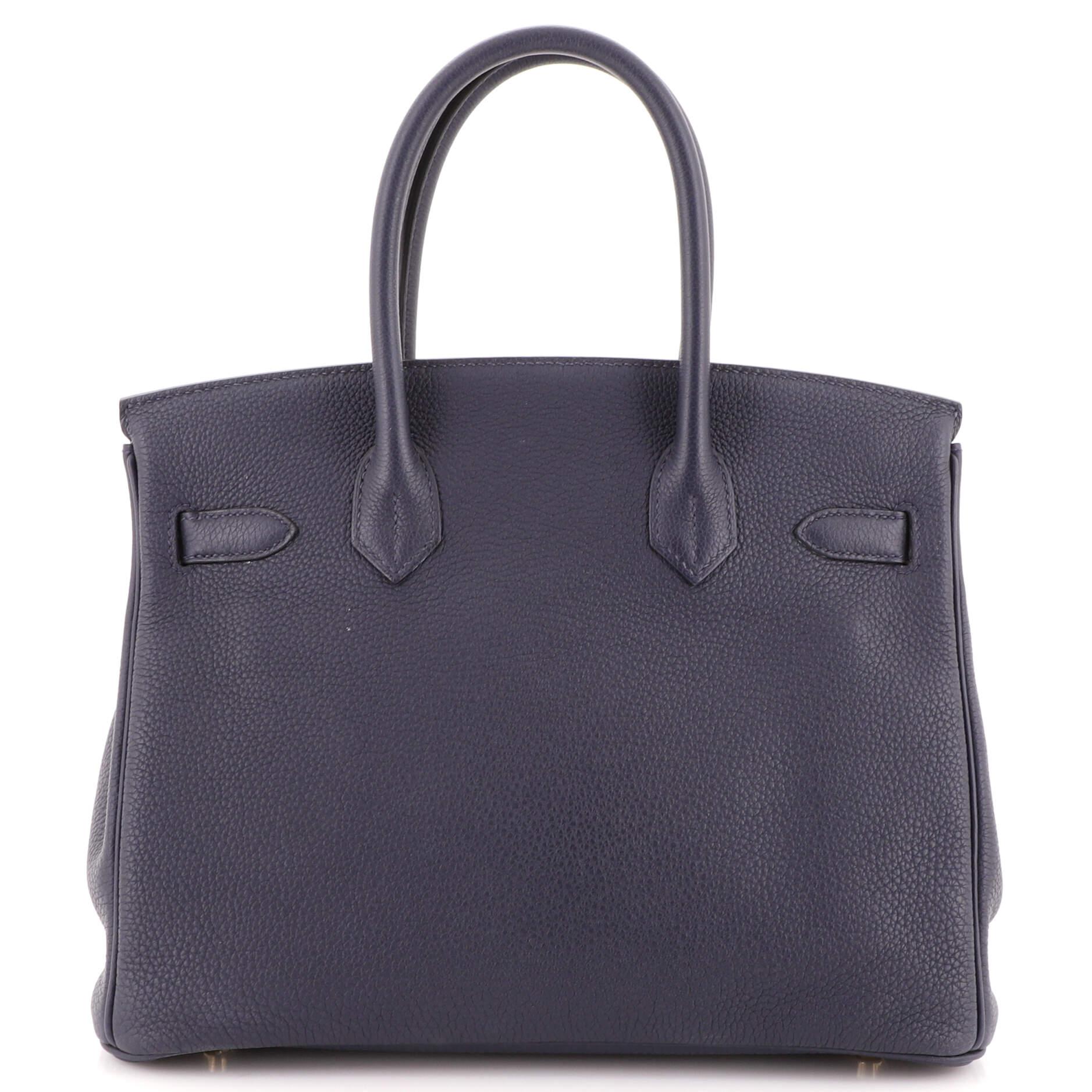 Women's or Men's Hermes Model: Birkin Handbag Bleu Nuit Togo with Gold Hardware 30