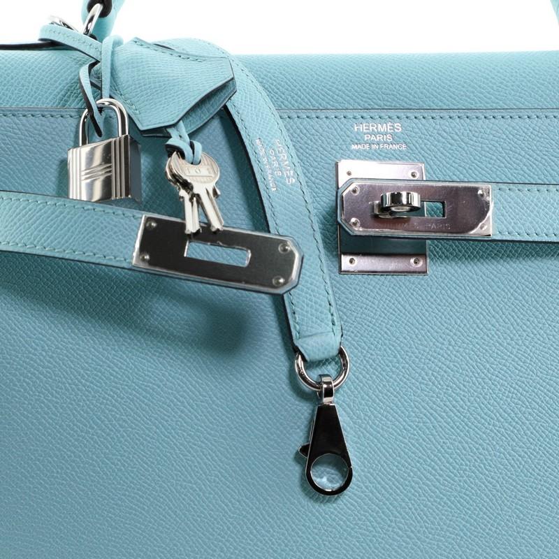 Hermes Model: Kelly Handbag Bleu Atoll Epsom with Palladium Hardware 32 1