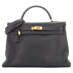 Hermes Model: Kelly Handbag Noir Clemence with Gold Hardware 40