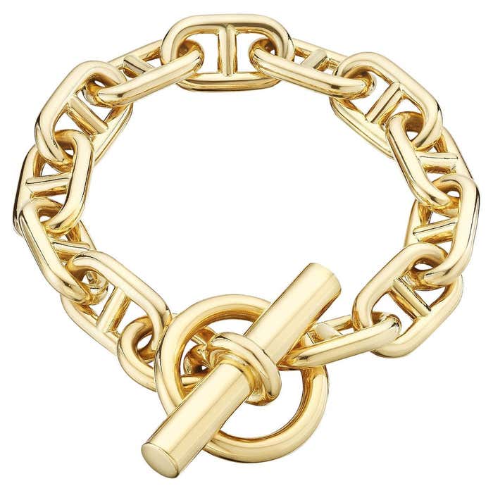 Hermes Modernist Chaine D'ancre Gold Toggle Large Link Bracelet at 1stDibs