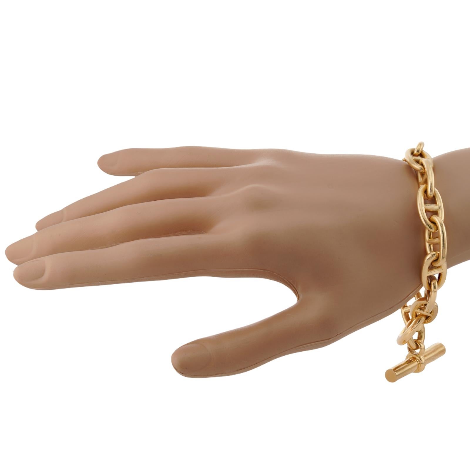 HERMES  Chaine D'ancre 18k Yellow Gold Toggle Large Link Bracelet, 99gram In Excellent Condition For Sale In New York, NY
