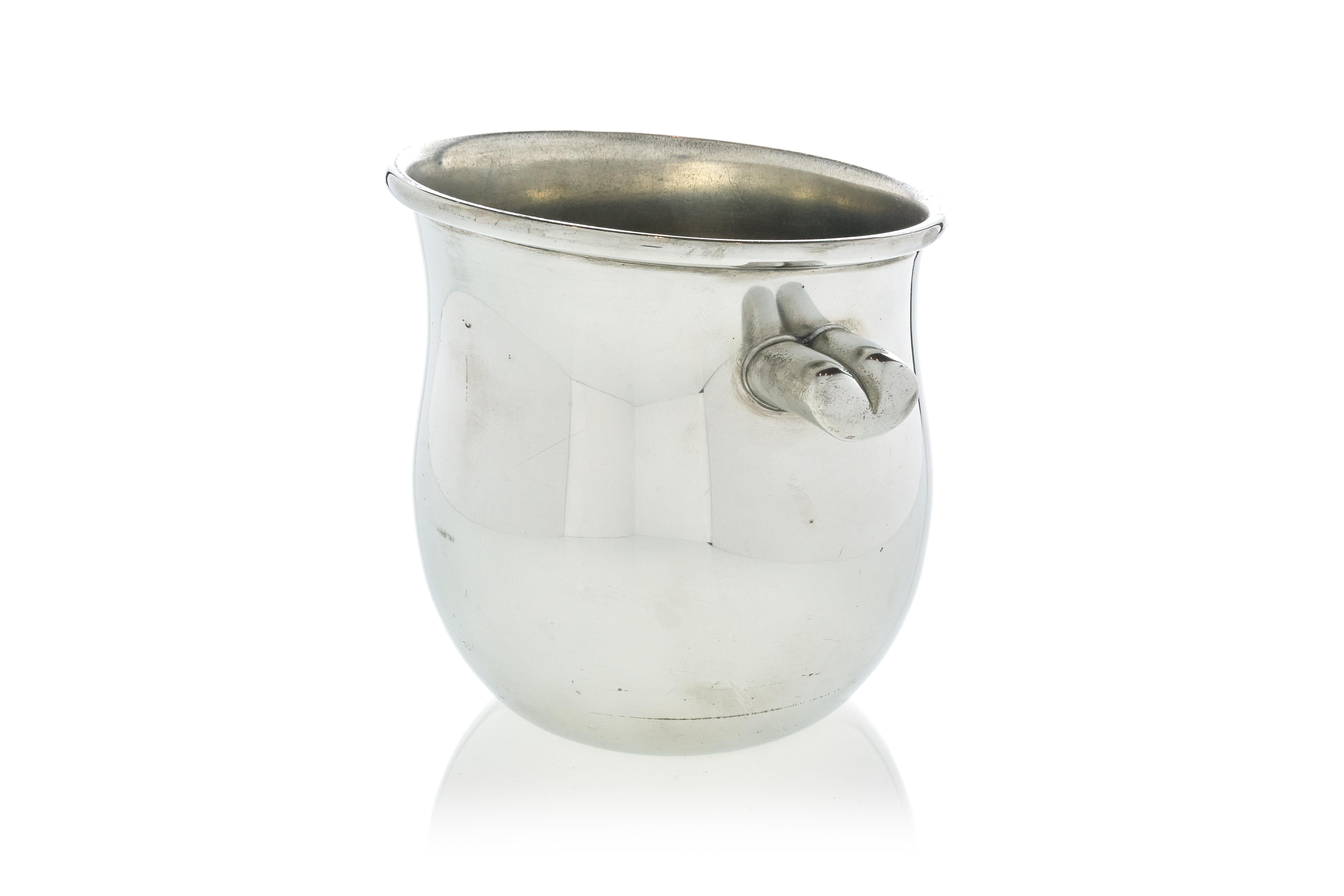 Hermès ice bucket, modernist form. Marked on bottom.