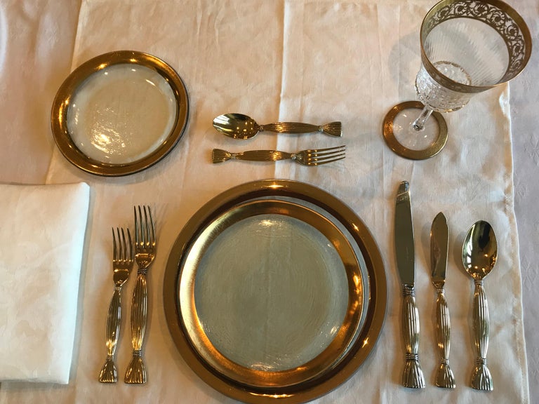 Vintage Hermès “Moisson” Vermeil Cutlery, 67 Pieces Sold Together at