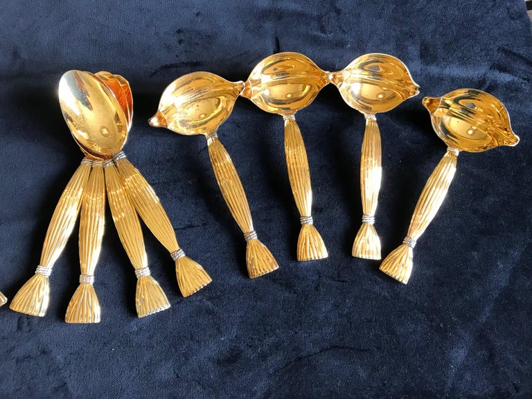 Vintage Hermès “Moisson” Vermeil Cutlery, 67 Pieces Sold Together at