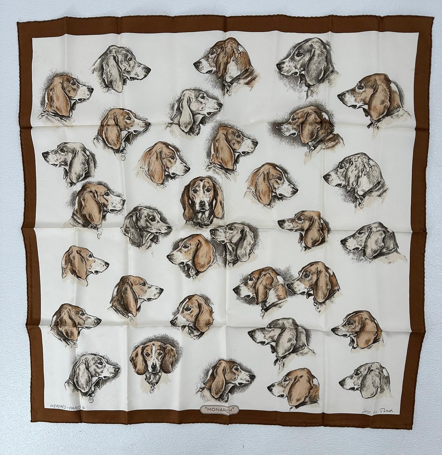 Hermes Monarch, raro foulard in twill di seta da collezione disegnato da Xavier de Poret in vendita 7