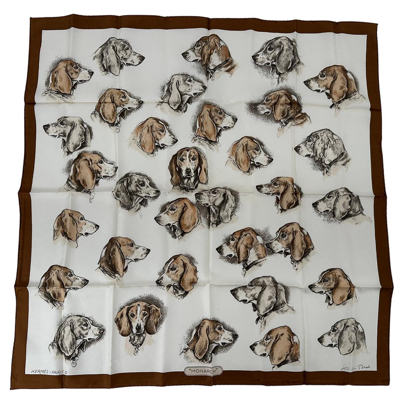 Hermes Monarch, raro foulard in twill di seta da collezione disegnato da Xavier de Poret in vendita
