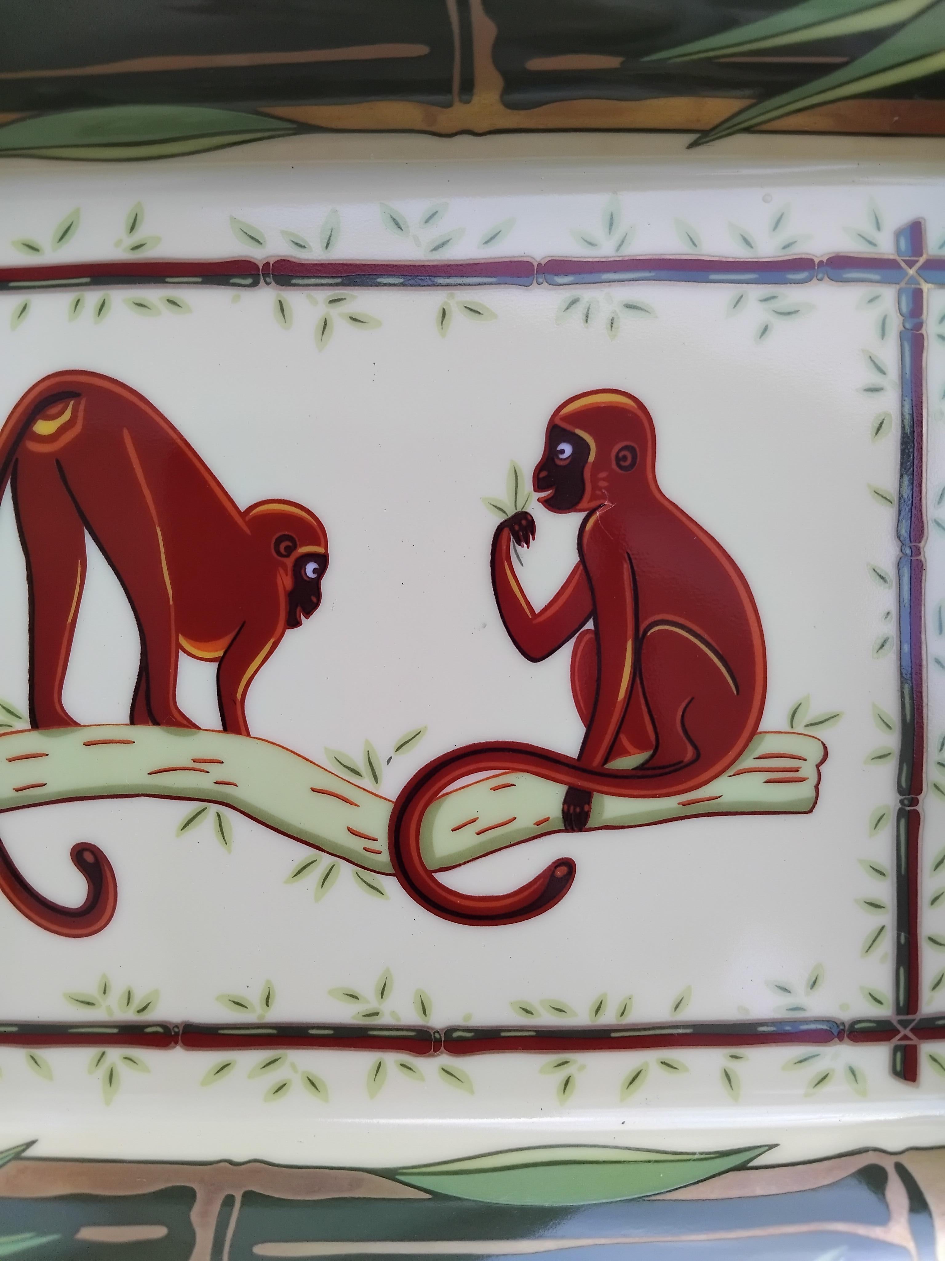 Women's or Men's Hermès Monkeys Print Ashtray Change Tray Porcelain Gold For Sale