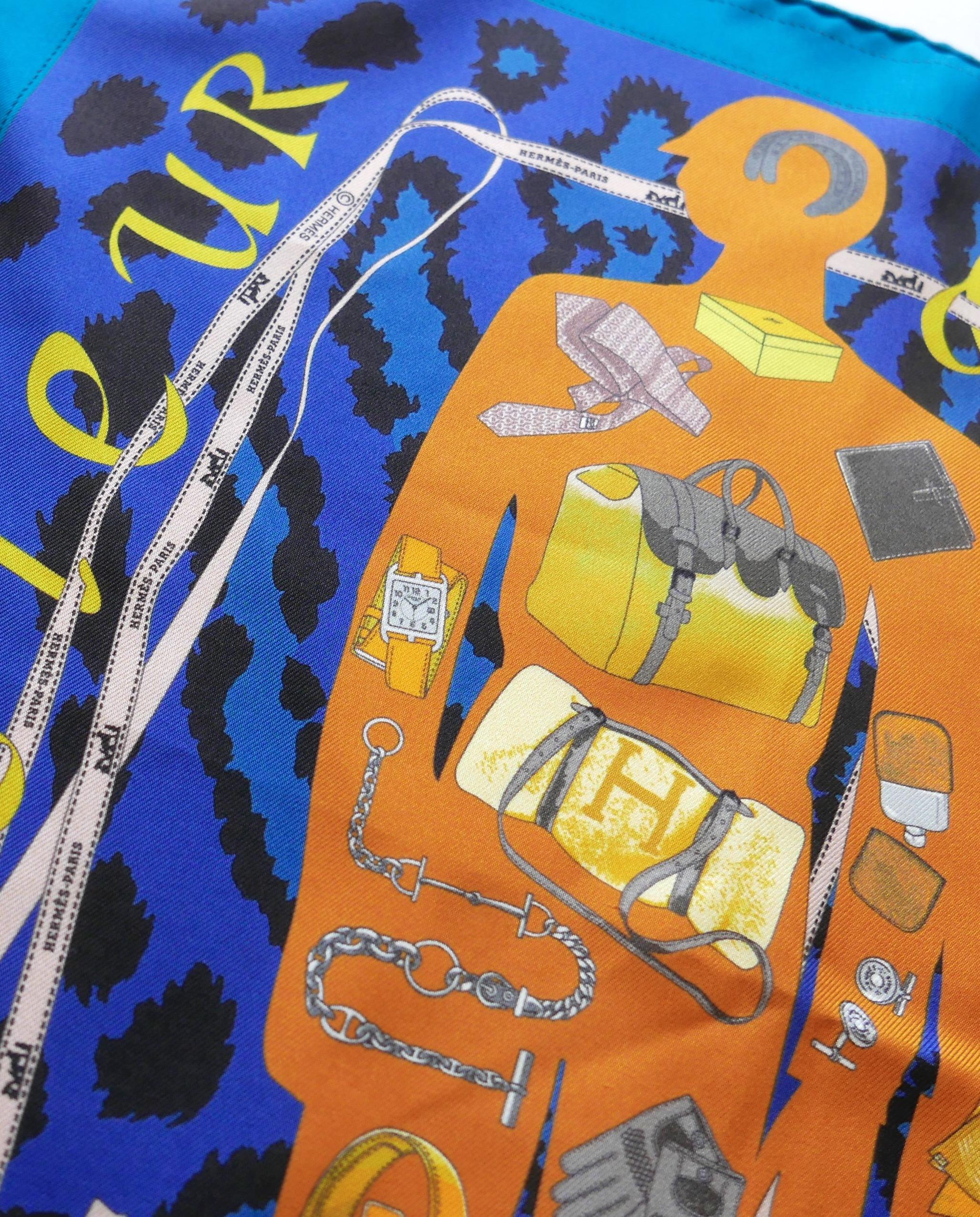Wunderschöner Hermes Monsieur & Madame Foulard-Schal. Ungetragen. Weichste Seide mit handgerollten Rändern. 40cm x 40cm. Kommt mit Original-Box/Tragetasche und Hermes-Band.

