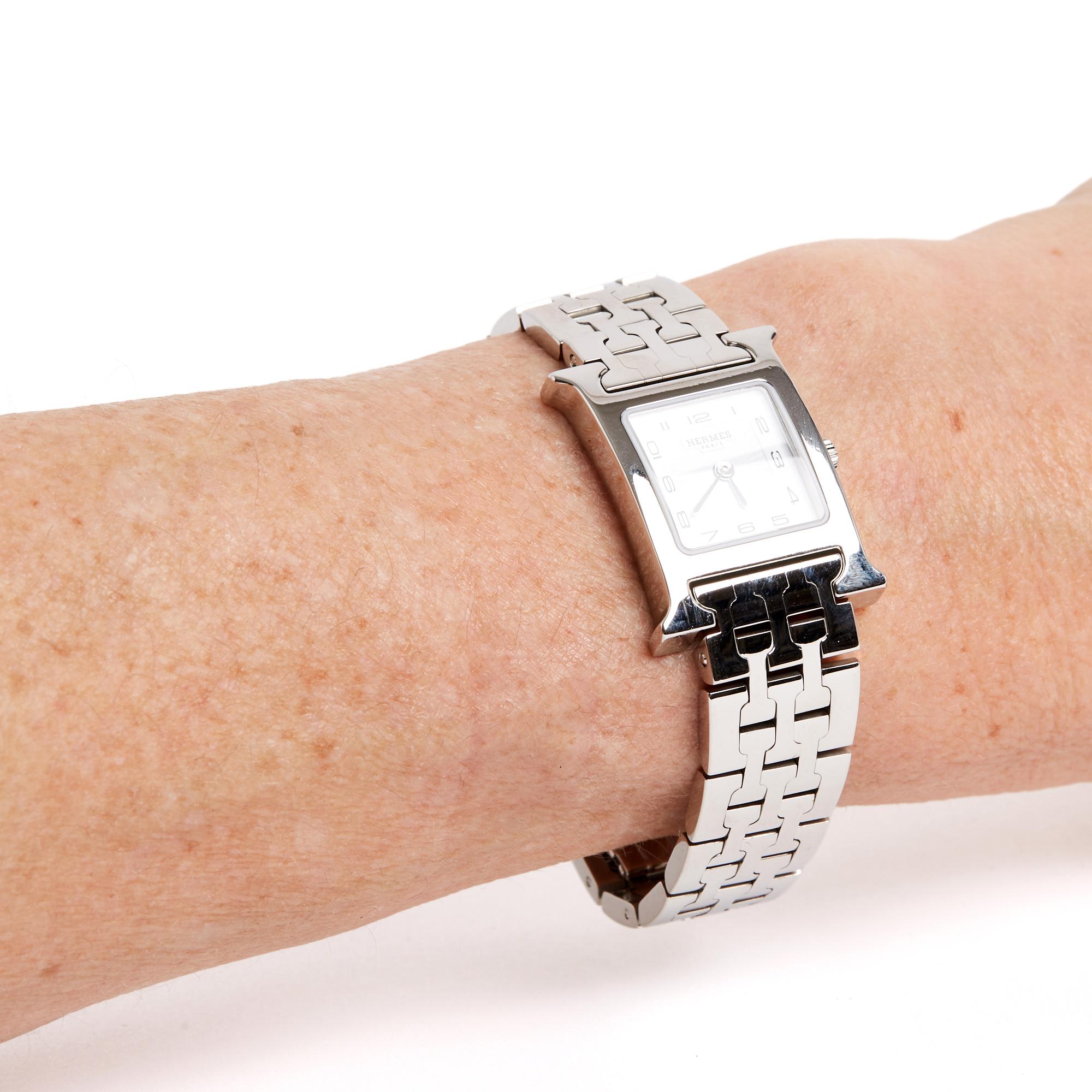 Hermès Montre Heure H PM Full Steel White Dial Heure H Small Watch Hermes 1