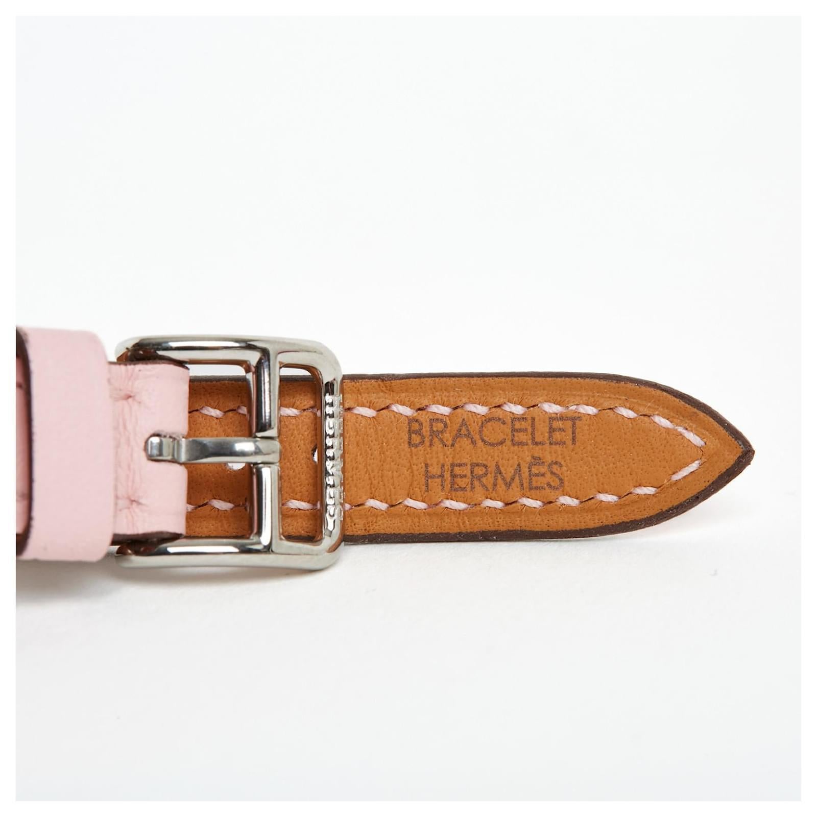 Hermès Montre Sellier PM Steel Sellier Watch with new Sakura Pink Bracelet Herme For Sale 1