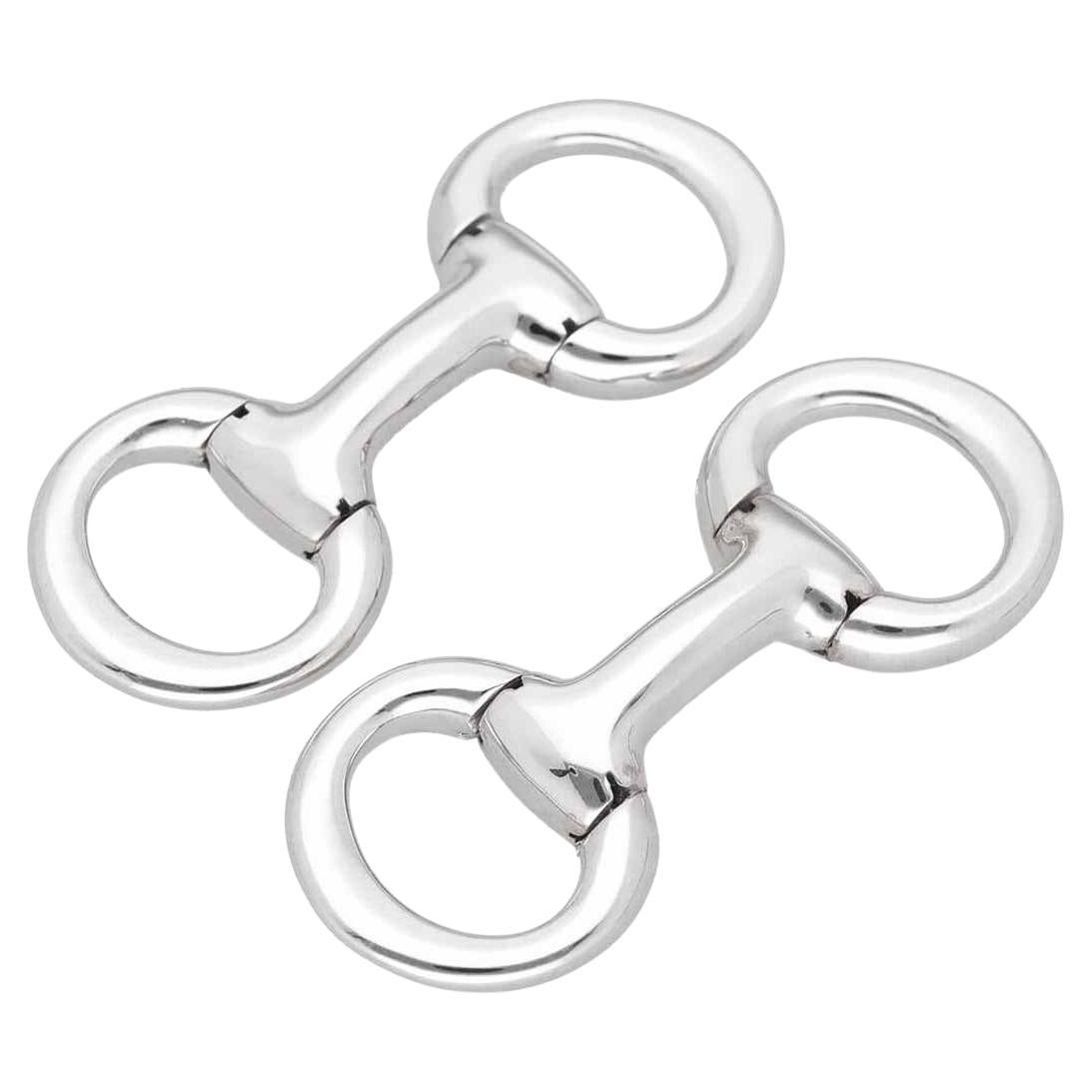 HERMÈS MORS DE FILET H Boutons de manchette en or blanc 18 carats